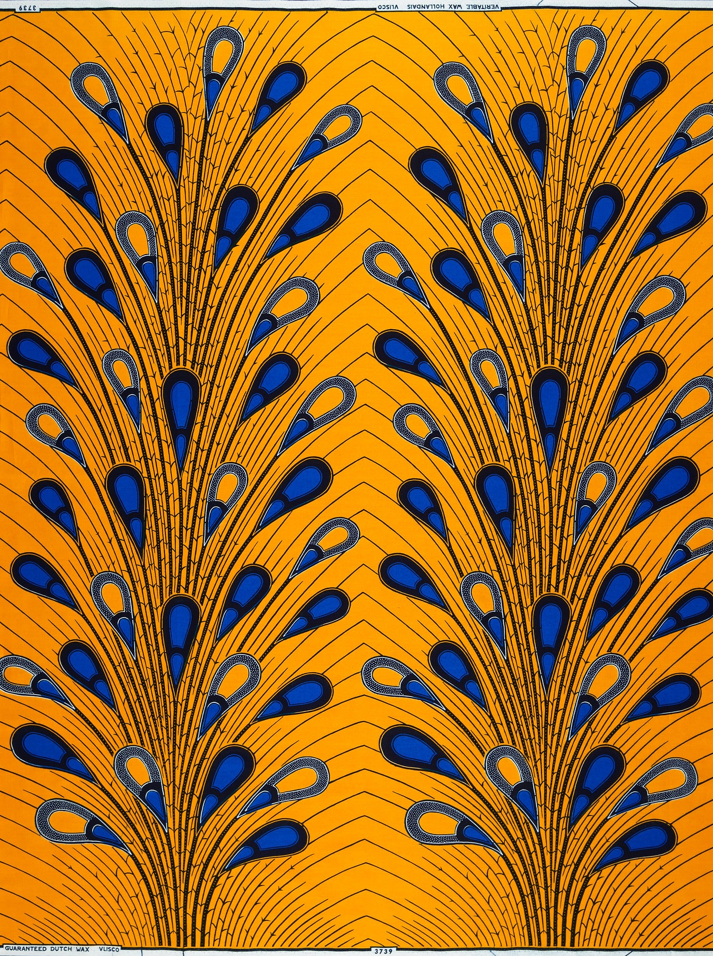 Vibrant orange fabric bold blue wax hollandais vl03739.128