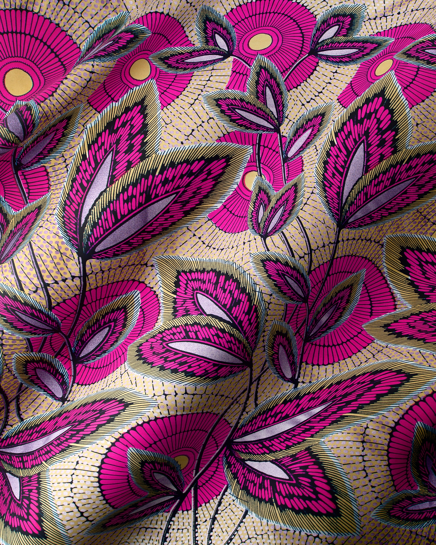Vibrant pink green floral-patterned fabric wax hollandais vl03941.010