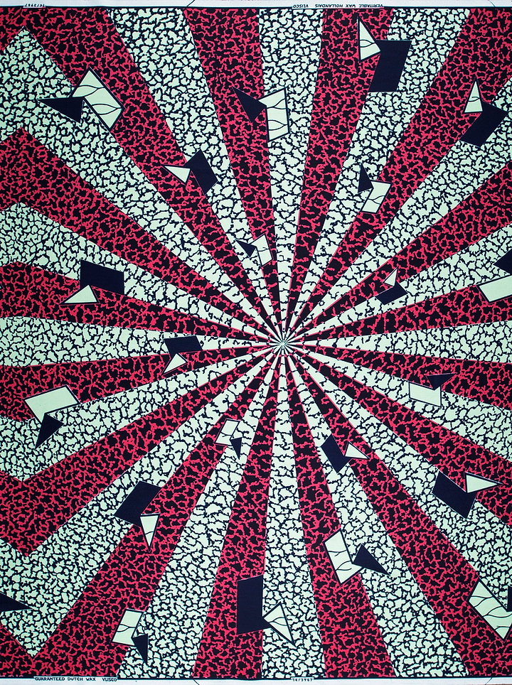 Vibrant red white black geometric-patterned wax hollandais vl03967.033