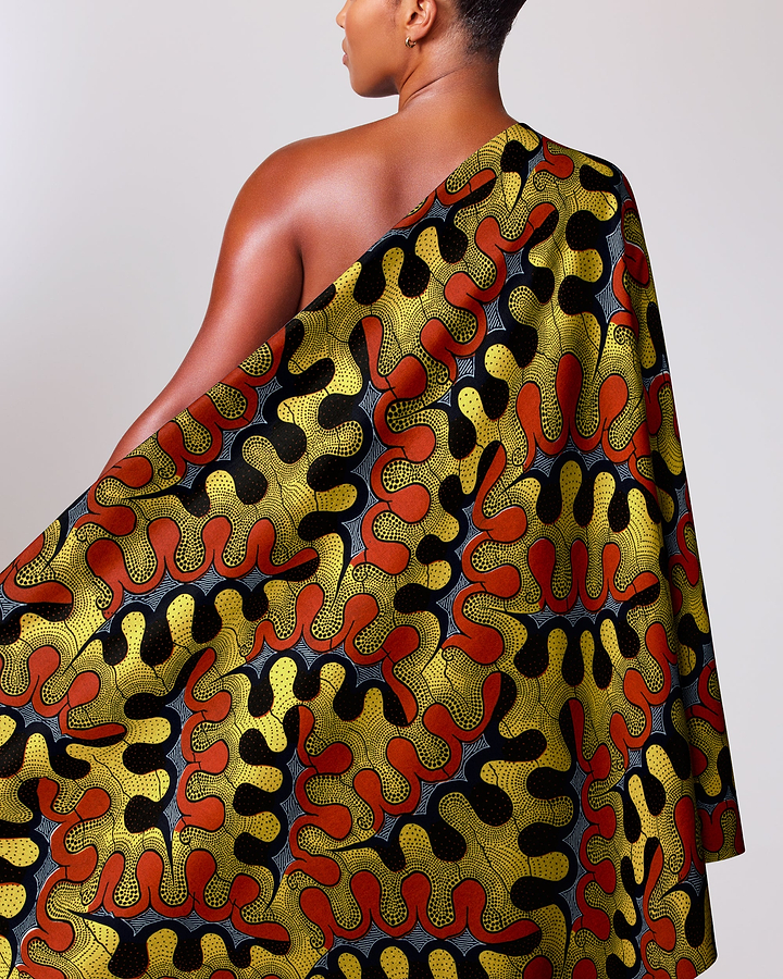 Vibrant one-shoulder garment bold red wax hollandais vl03988.192