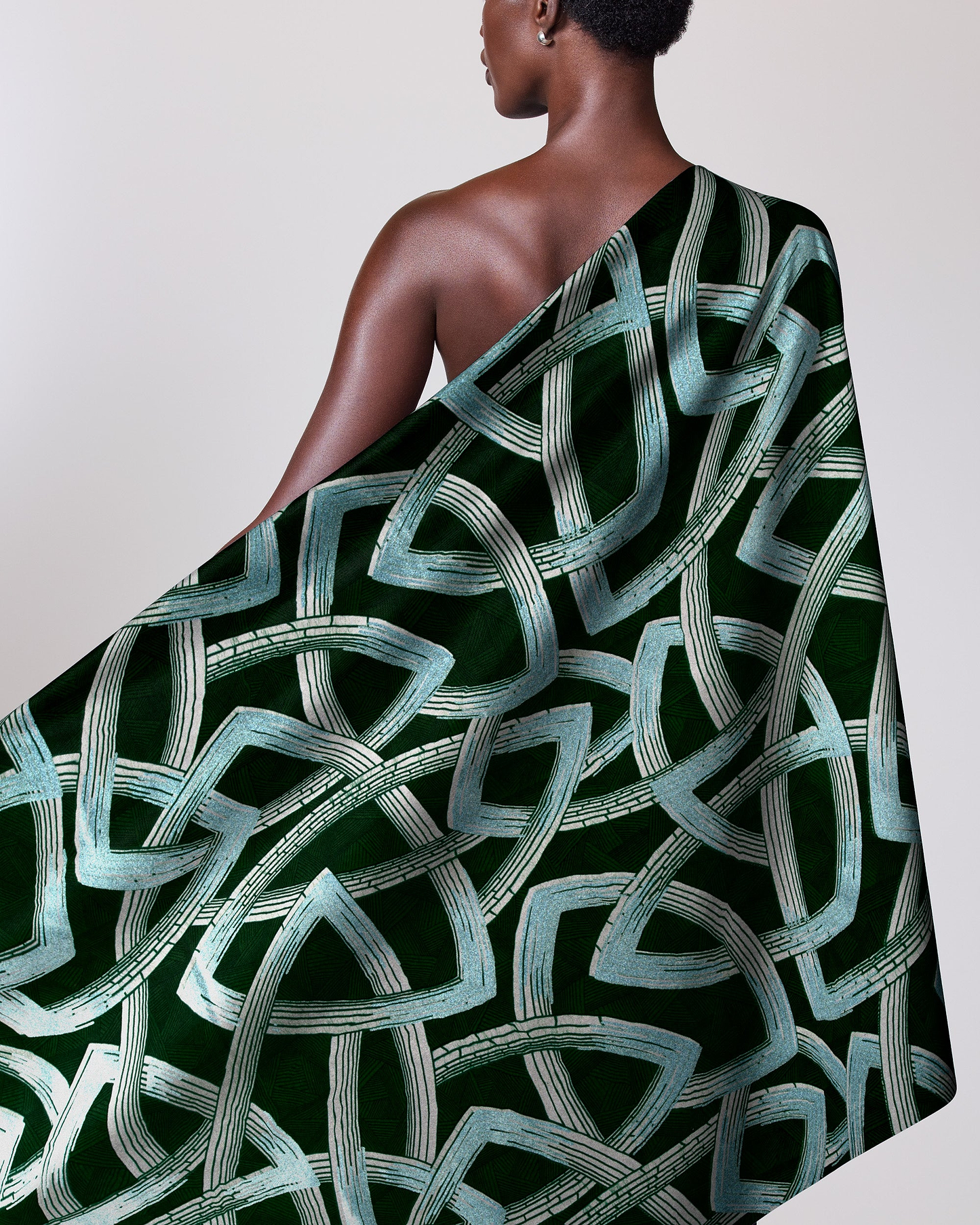Dark green velvet-like shawl intricate wax hollandais vl08667.007