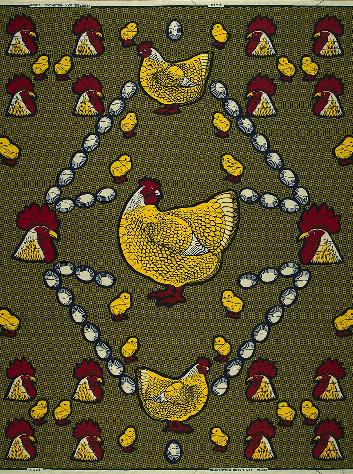 Olive green fabric pattern yellow wax hollandais vl0h628.138