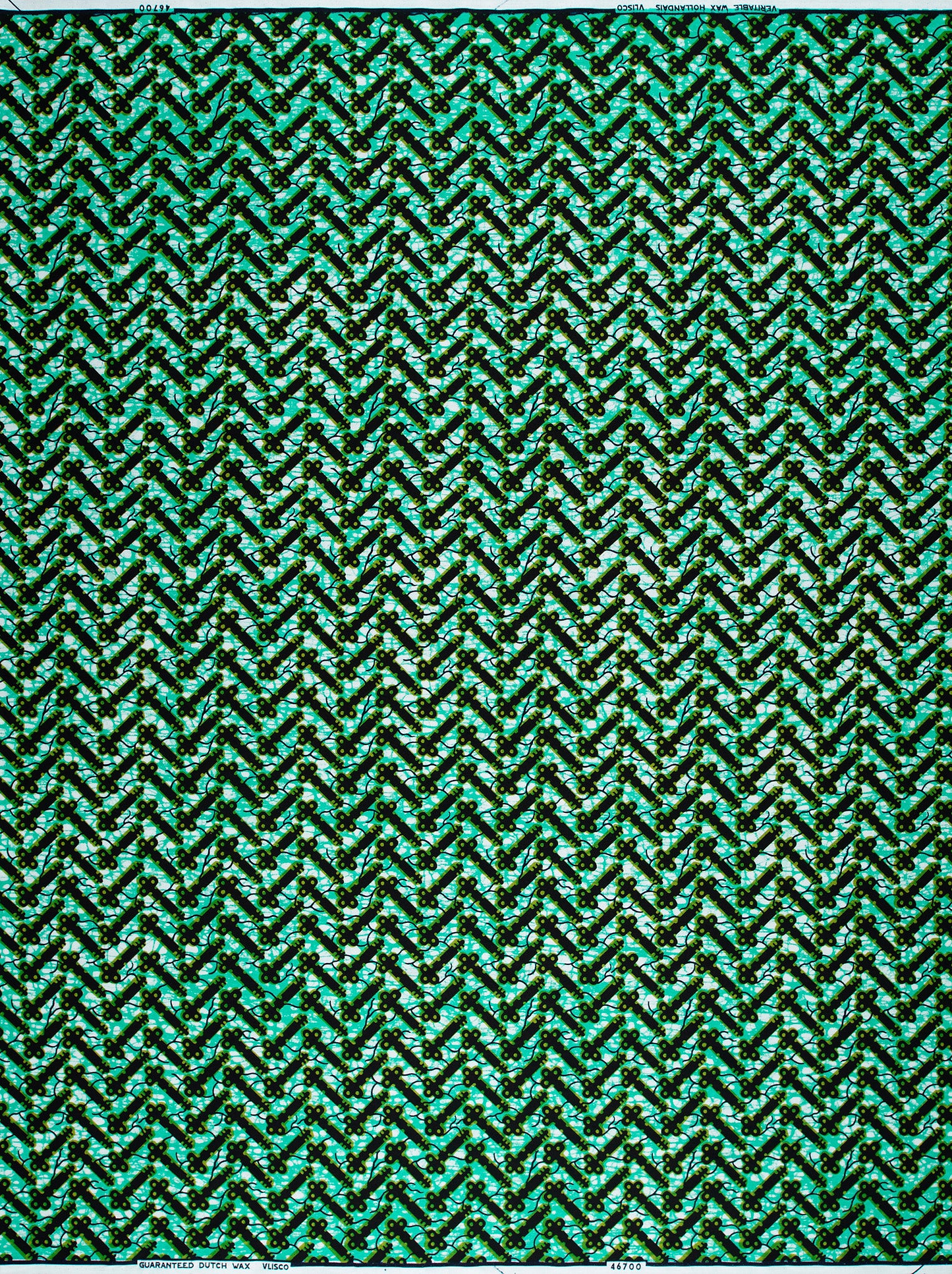 Teal black herringbone-patterned fabric subtle wax hollandais vl46700.045