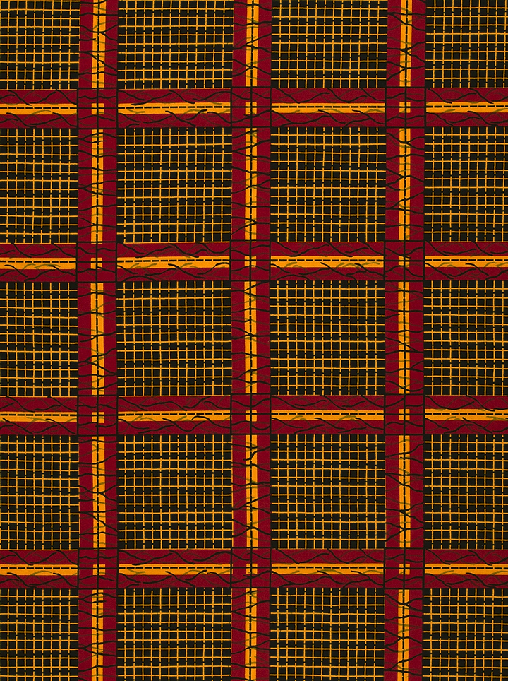 Red gold plaid fabric wax hollandais vl49150.057