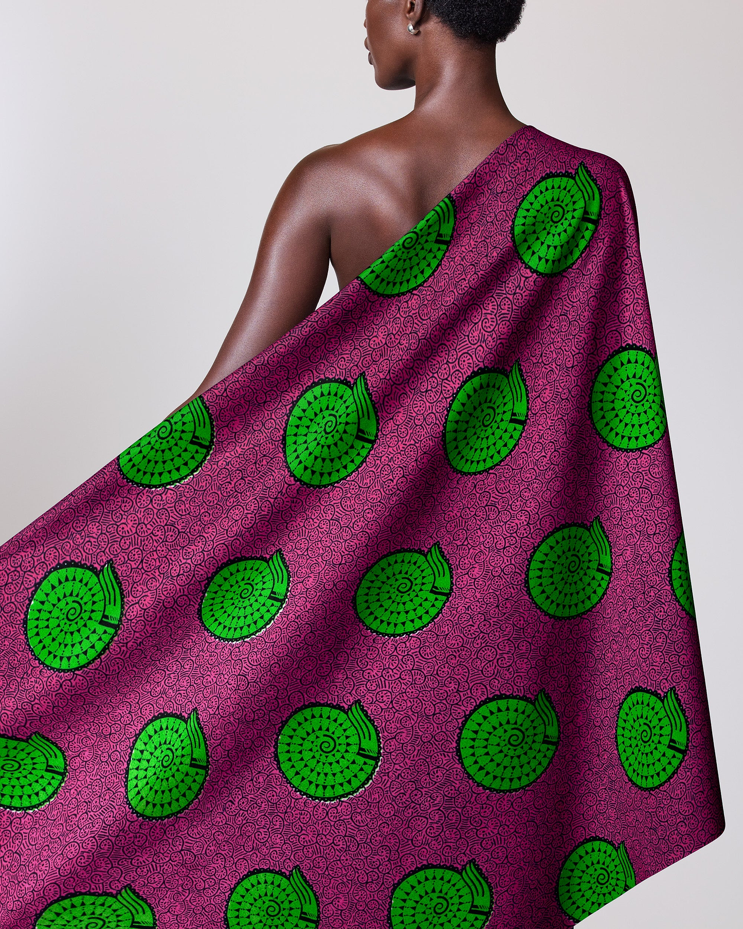 Vibrant magenta fabric bold green wax hollandais vl54350.018