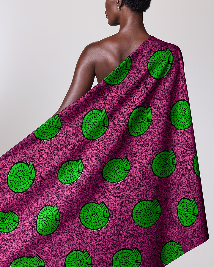 Vibrant magenta fabric bold green wax hollandais vl54350.018