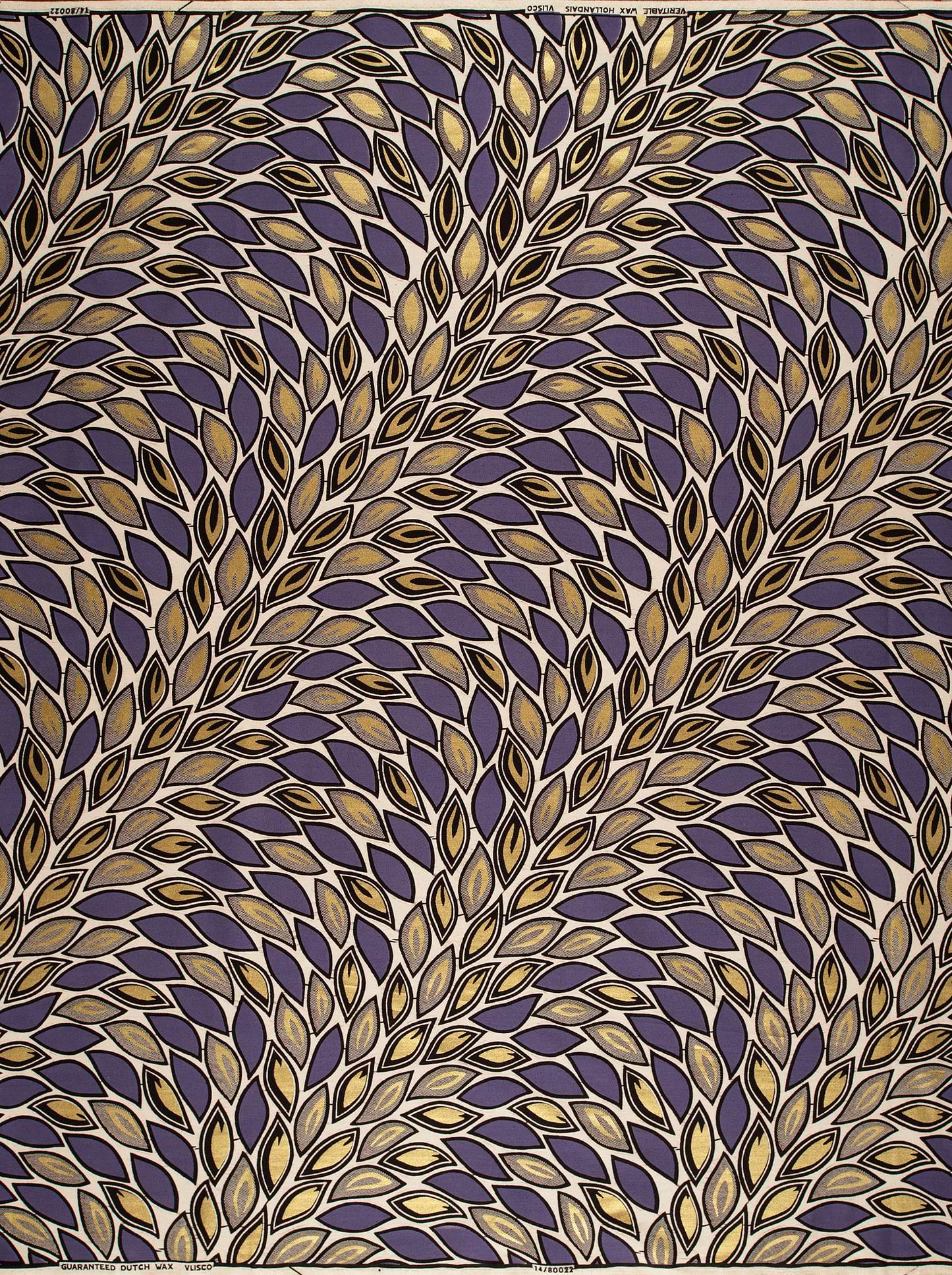 Purple gold leaf-patterned fabric stylized wax hollandais vl80022.009