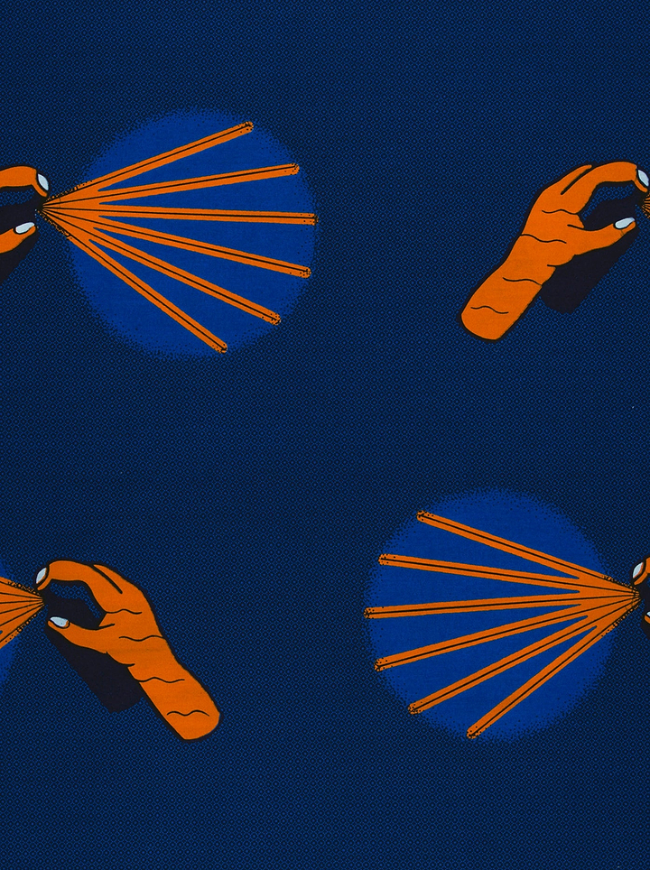 Orange illustrated hands fans deep wax hollandais vla0020.157