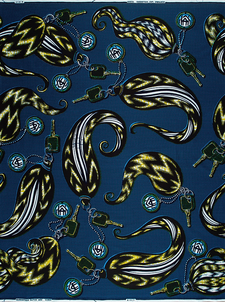 Dark blue fabric pattern stylized wax hollandais vla1517.050