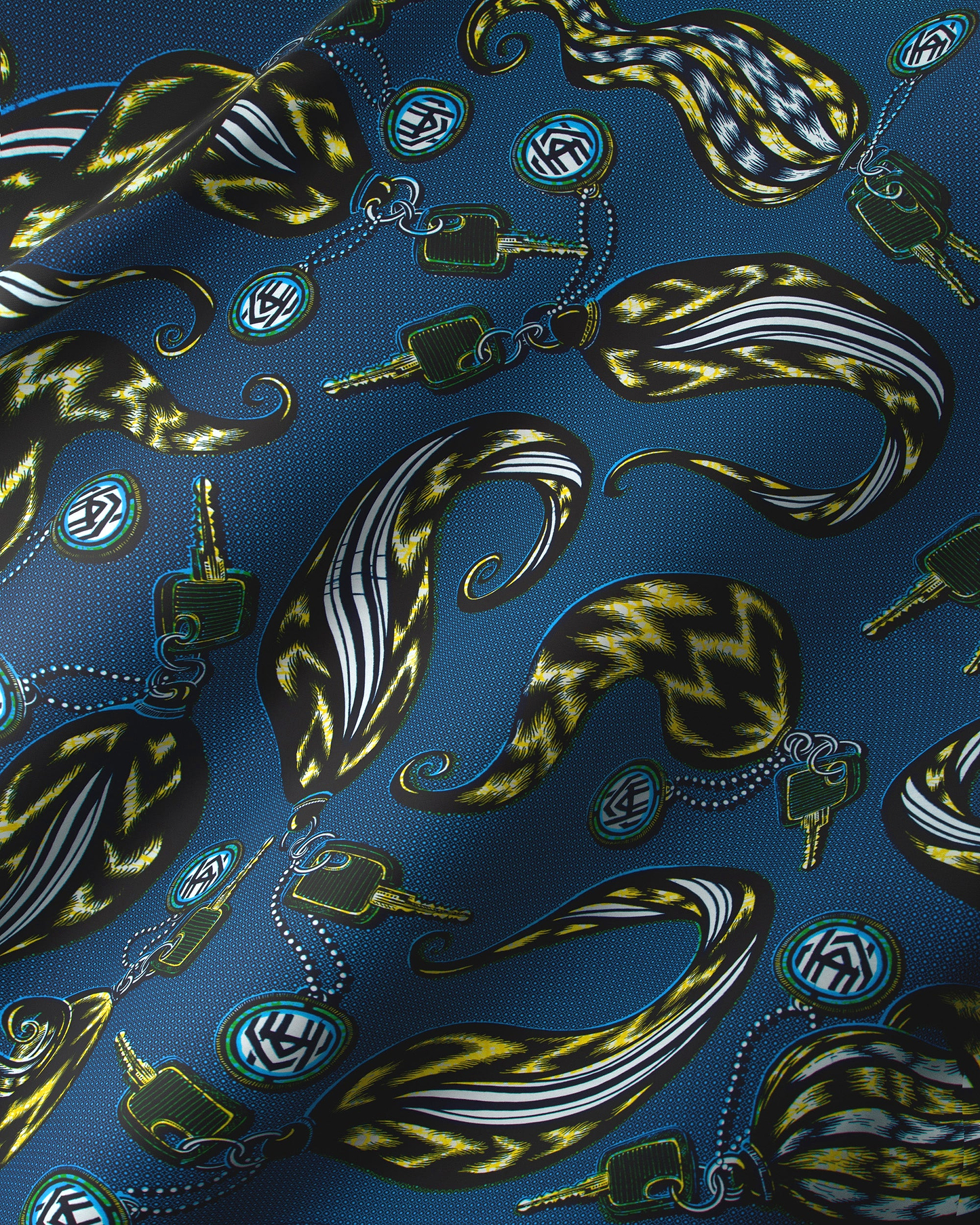 Blue silk scarf bold pattern wax hollandais vla1517.050