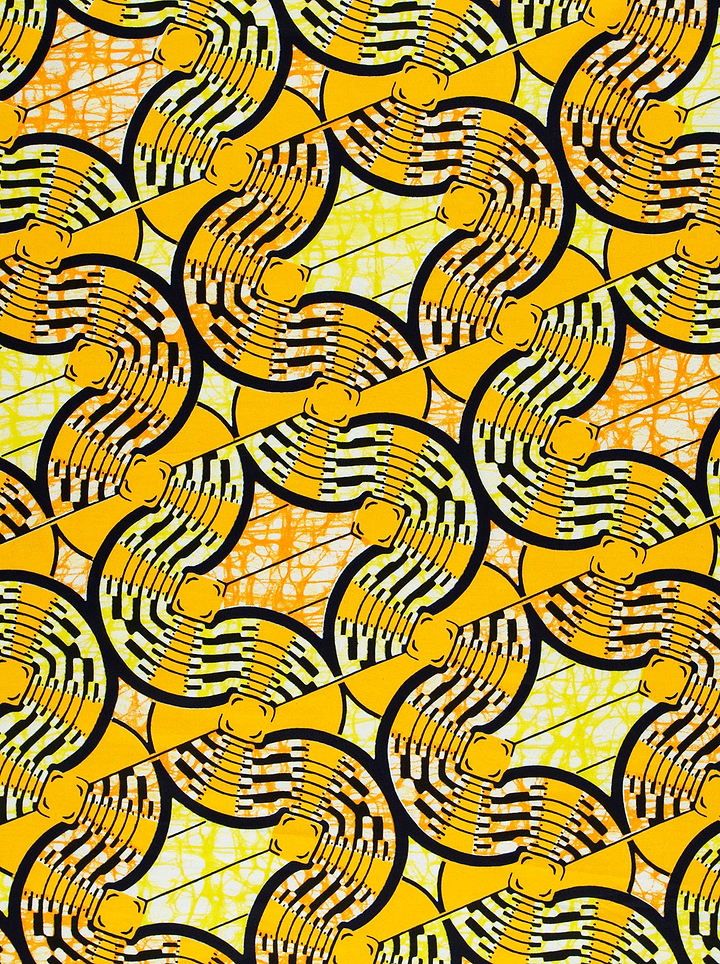 Vibrant yellow black geometric patterned super-wax vls0476.011