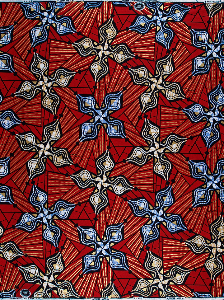 Vibrant red african print fabric super-wax vls0562.004