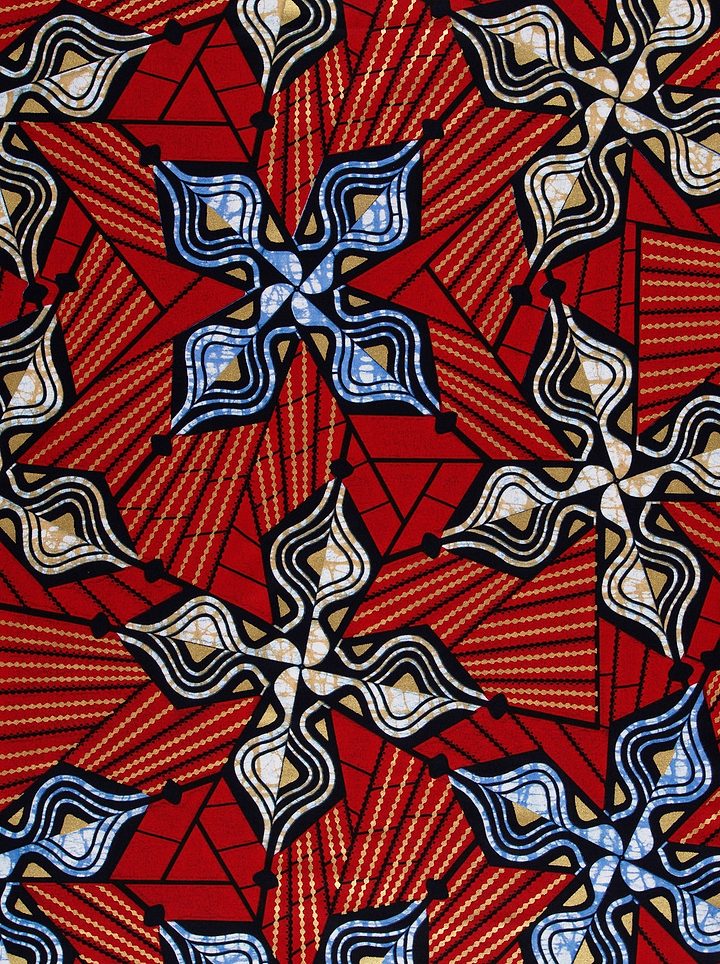 Vibrant red african print fabric super-wax vls0562.004
