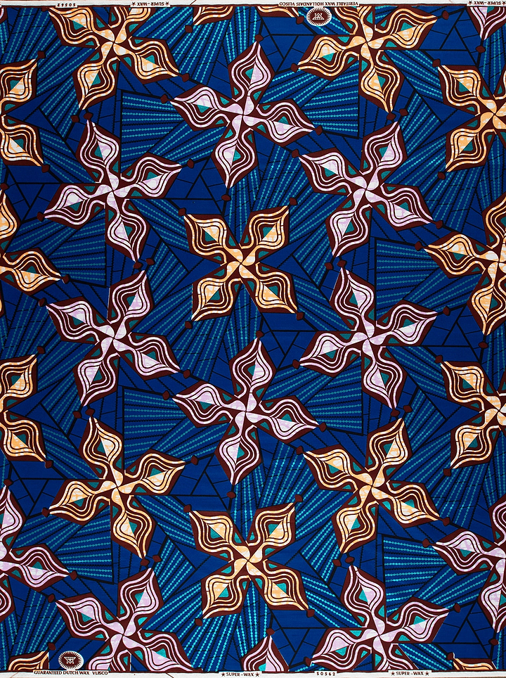 Vibrant blue african print fabric super-wax vls0562.017