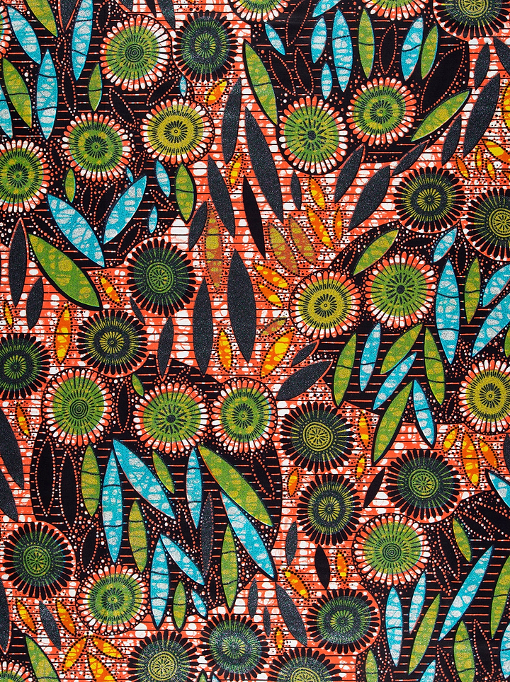 Floral leaf patterned fabric grand super-wax vls0949.002