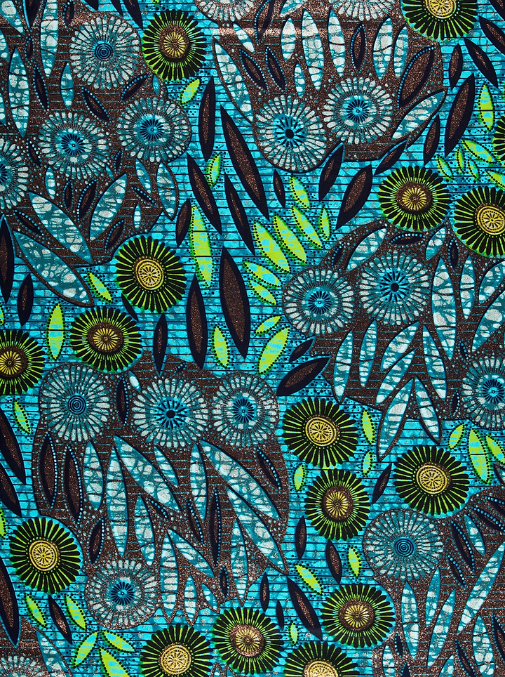 Vibrant blue african print fabric grand super-wax vls0949.007