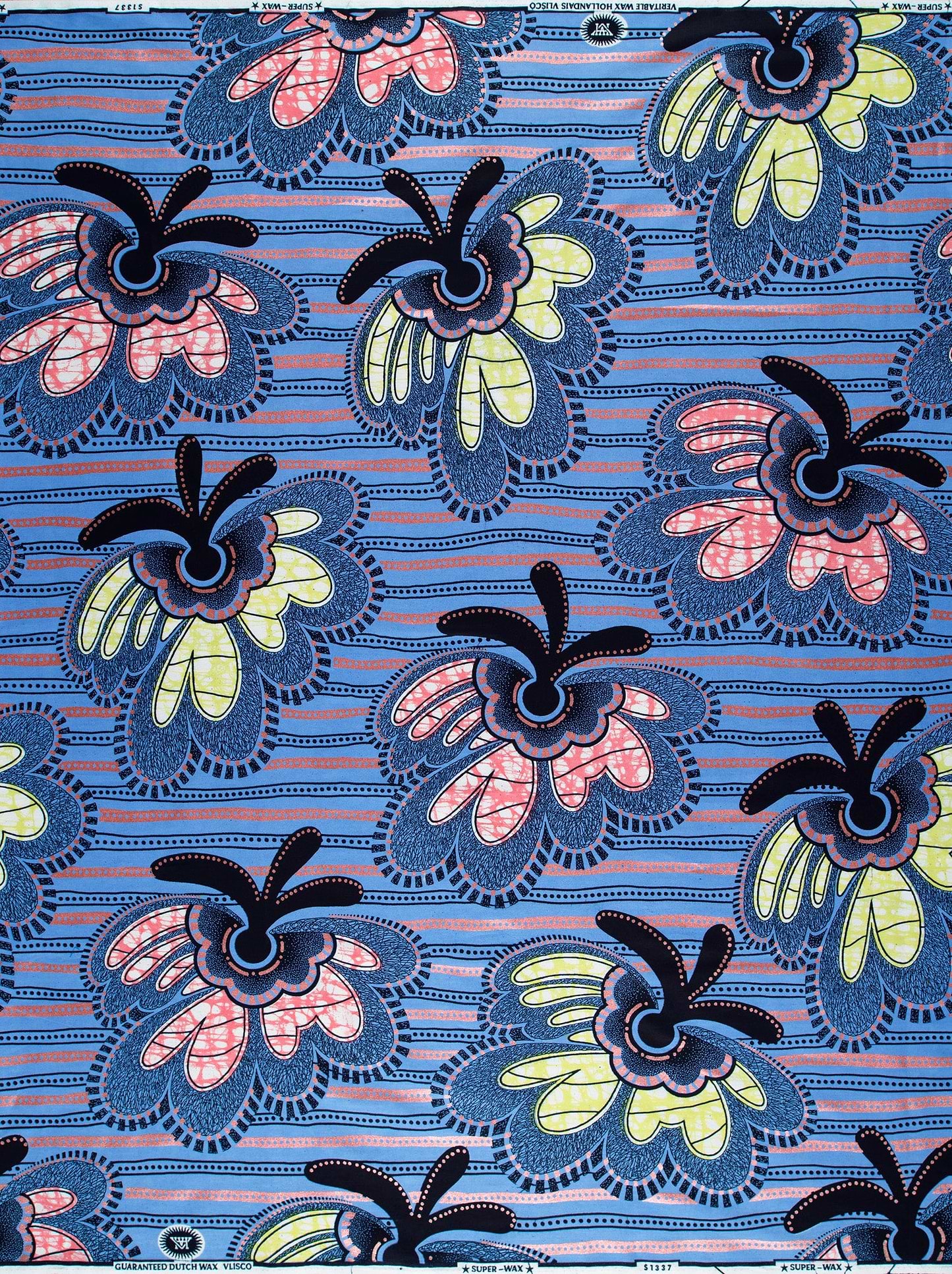 Vibrant blue african print fabric super-wax vls1337.012