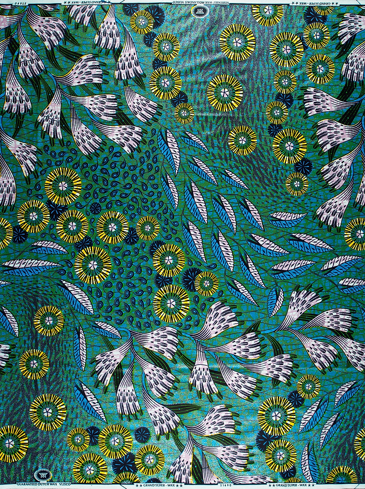 Vibrant teal african print fabric grand super-wax vls1690.001