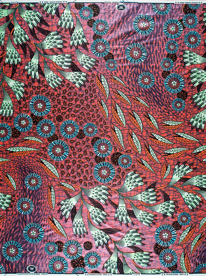 Vibrant red african print fabric grand super-wax vls1690.002