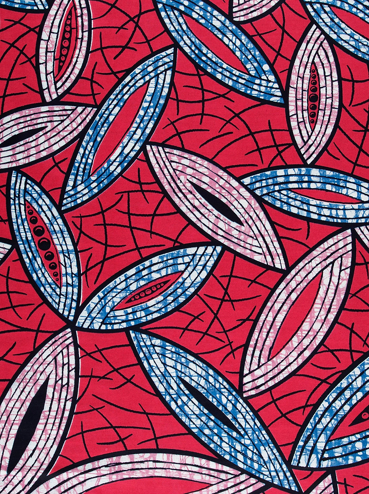 Vibrant red fabric bold leaf super-wax vls1884.008