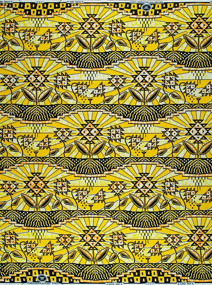 Vibrant yellow fabric bold black super-wax vls2069.007