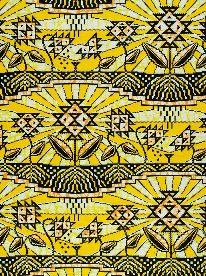 Vibrant yellow fabric bold black super-wax vls2069.007