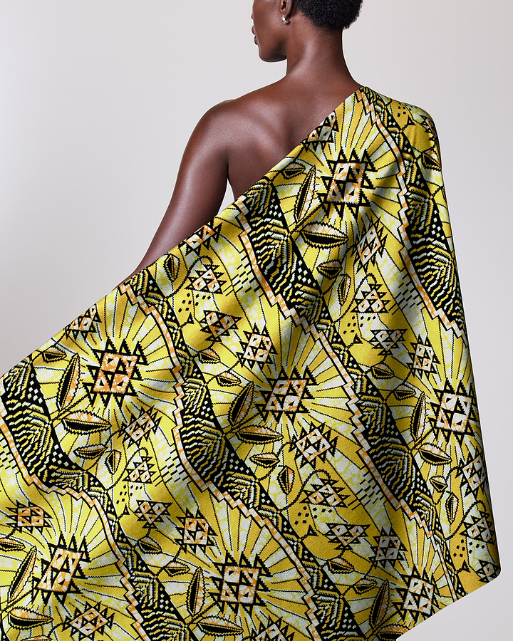 Vibrant yellow african print fabric super-wax vls2069.007