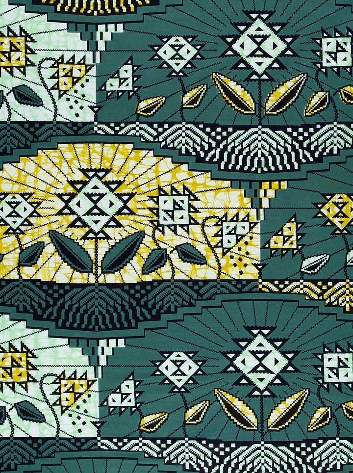 Teal yellow geometric-patterned fabric stylized super-wax vls2069.012