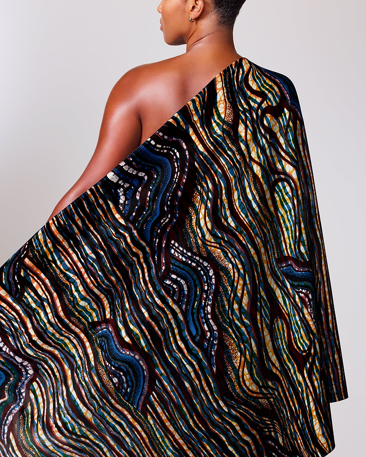 Vibrant one-shoulder wrap dress bold grand super-wax vls2250.002