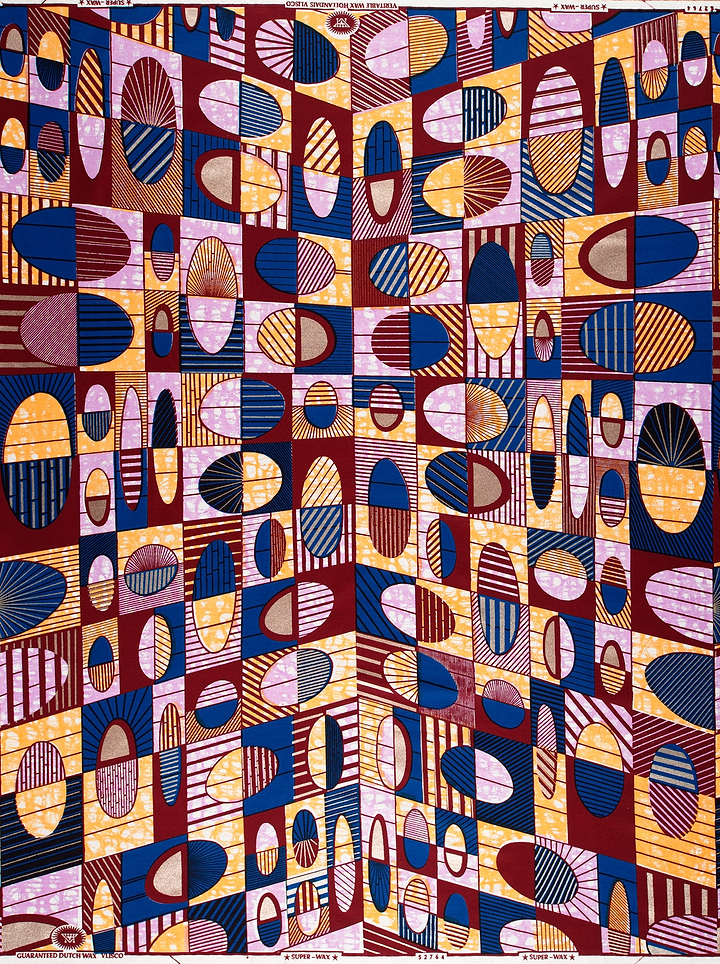 Vibrant geometric-patterned fabric bold red super-wax vls2764.004
