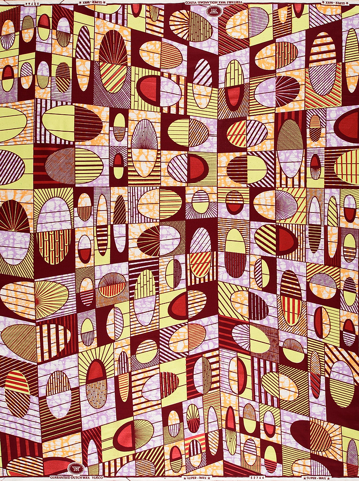 Vibrant geometric-patterned fabric bold maroon super-wax vls2764.007
