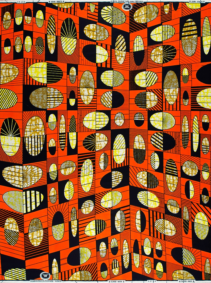 Vibrant orange african print fabric super-wax vls2764.014