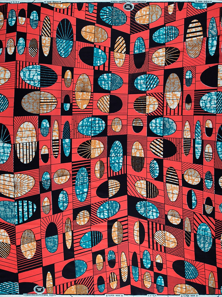 Vibrant red african print fabric super-wax vls2764.015
