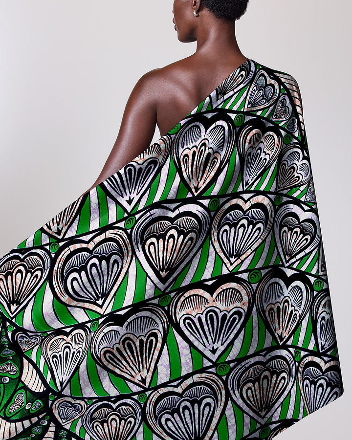 Vibrant green white black patterned super-wax vls3258.014