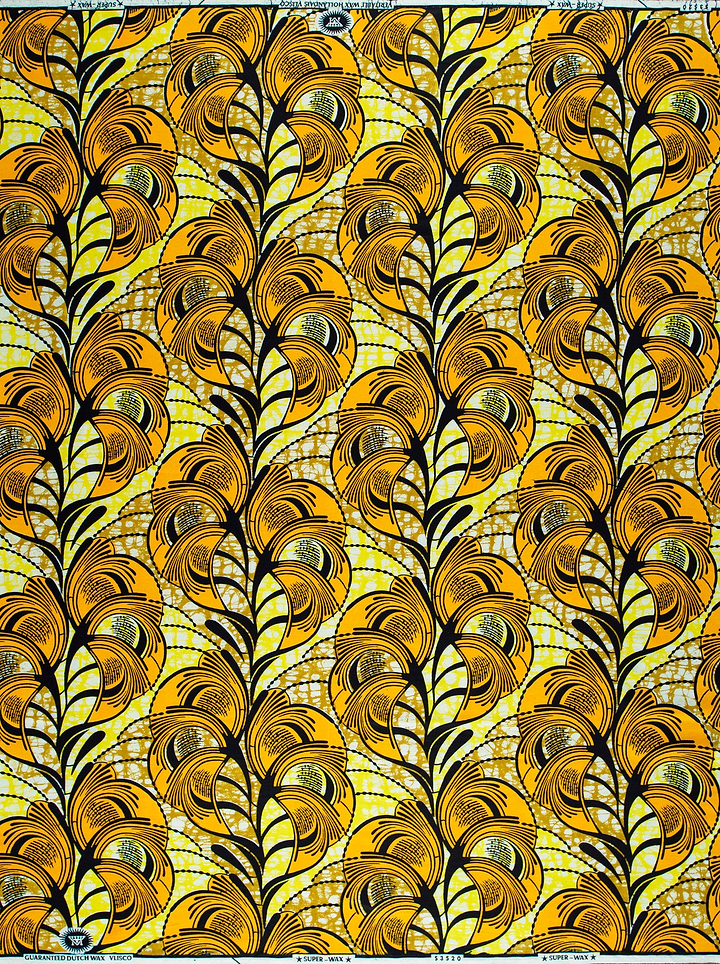 Vibrant yellow black peacock feather super-wax vls3520.002