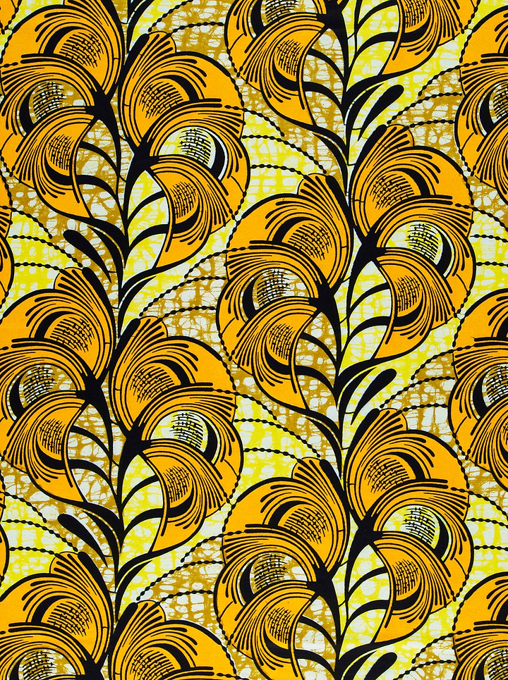 Vibrant yellow black peacock feather super-wax vls3520.002