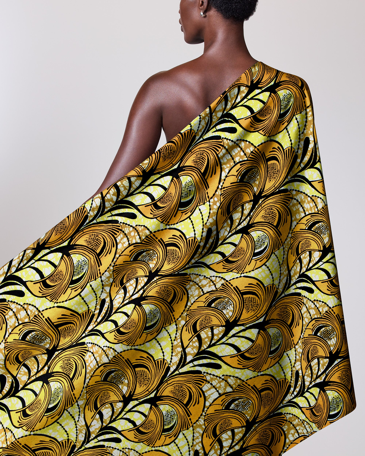 Vibrant yellow black patterned fabric super-wax vls3520.002