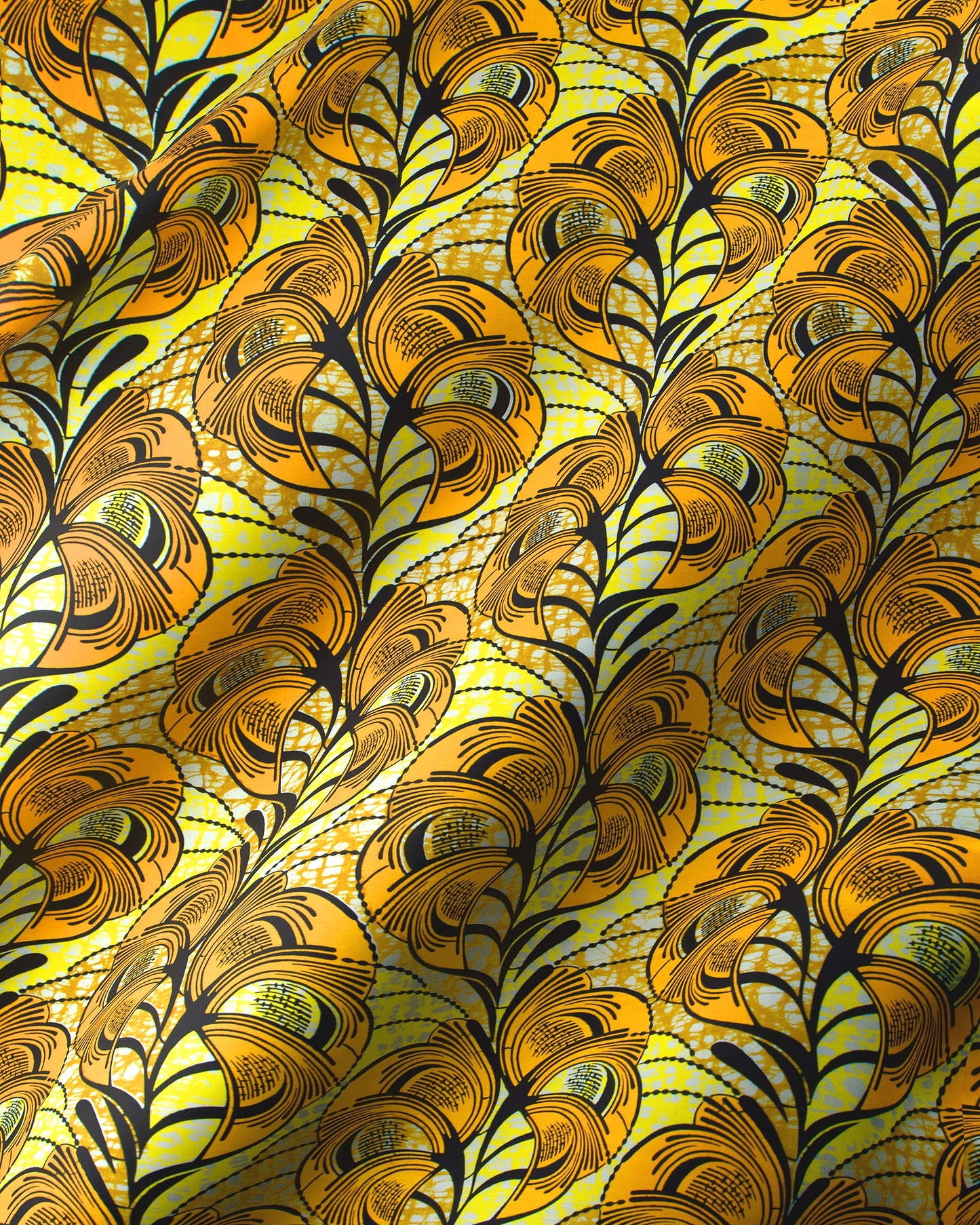 Vibrant yellow fabric bold orange super-wax vls3520.002