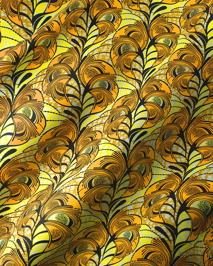 Vibrant yellow fabric bold orange super-wax vls3520.002