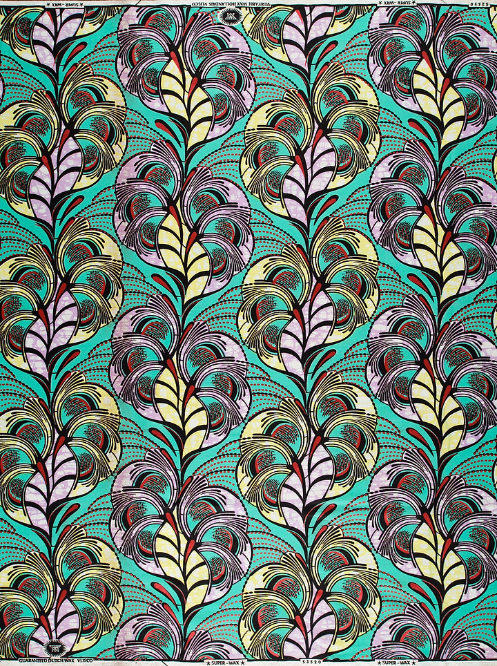 Vibrant turquoise african print fabric super-wax vls3520.004