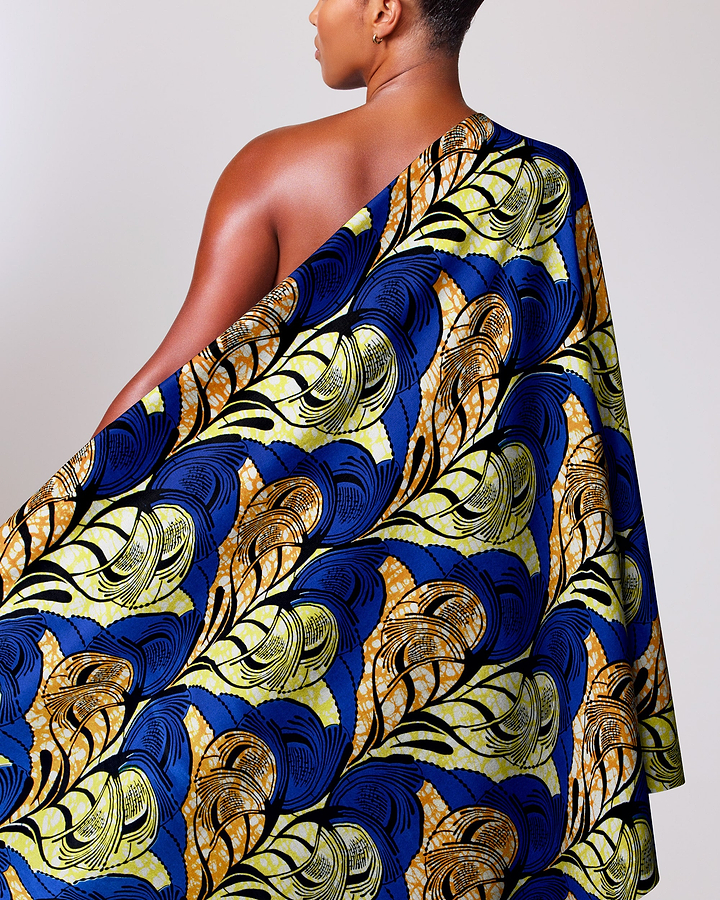 Vibrant blue yellow gold patterned super-wax vls3520.007