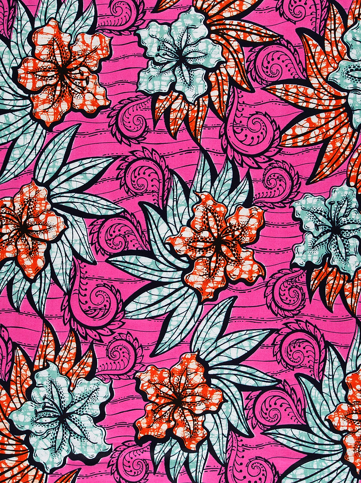 Vibrant pink fabric bold orange super-wax vls3575.017
