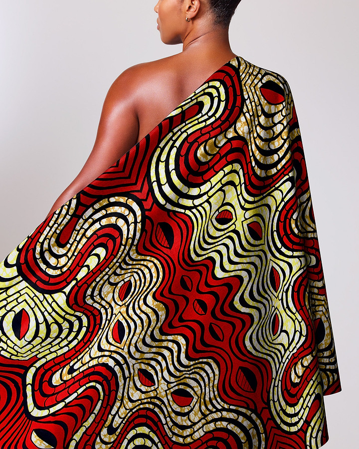 Vibrant red cream black patterned super-wax vls4058.012