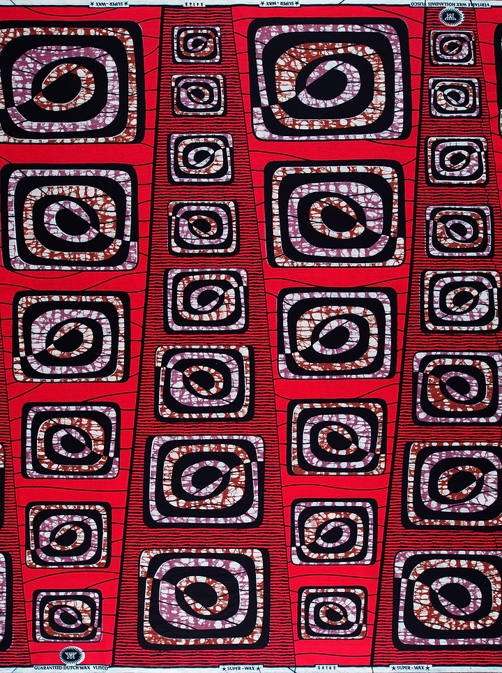 Vibrant red african print fabric super-wax vls4163.005