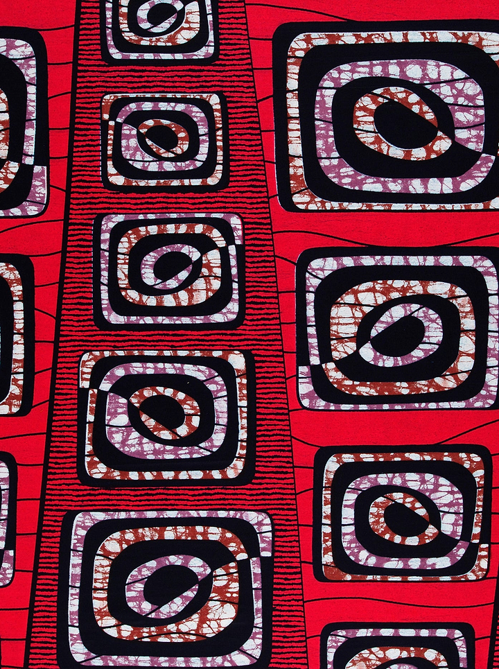 Vibrant red african print fabric super-wax vls4163.005