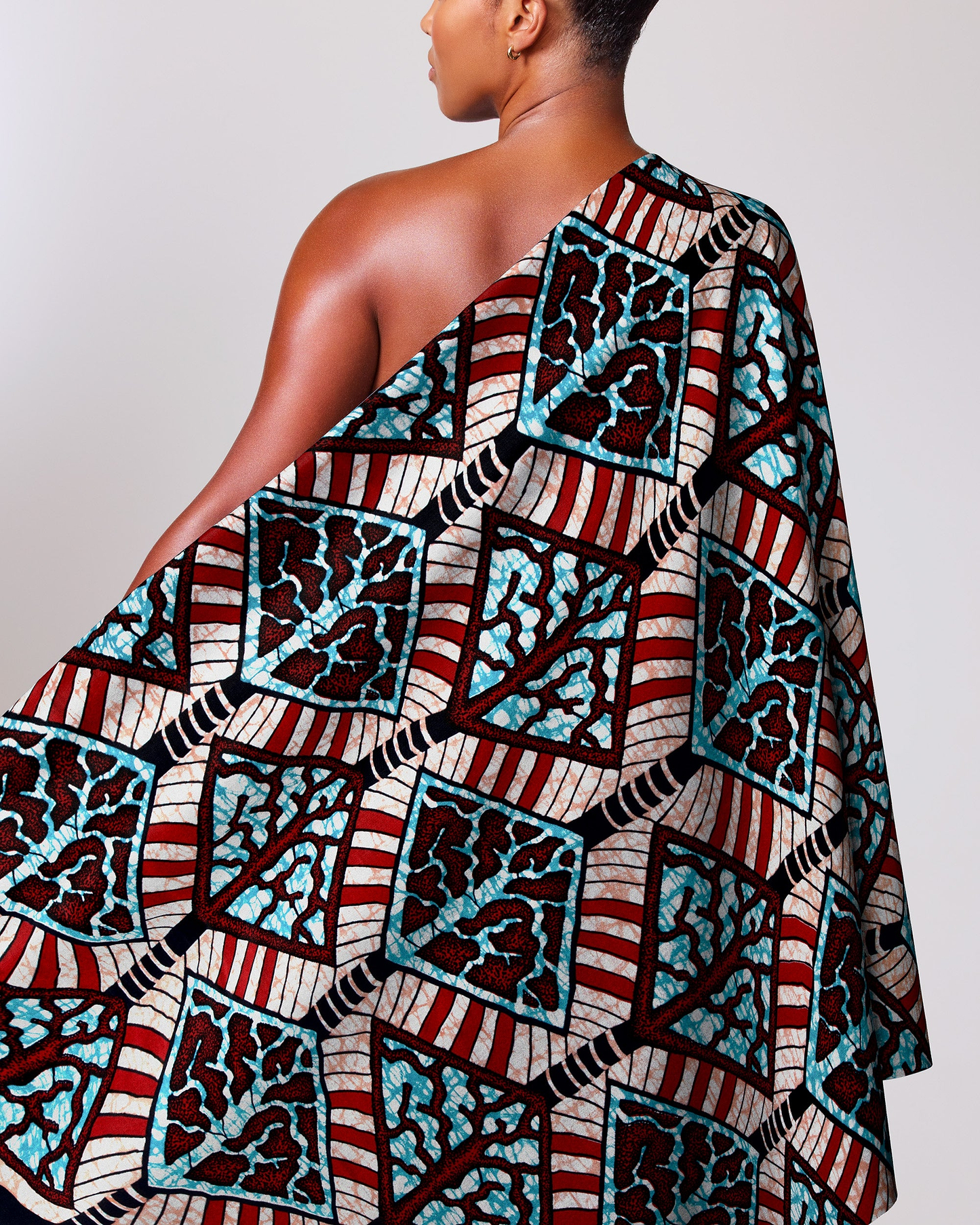 Vibrant one-shoulder wrap dress bold super-wax vls4398.003