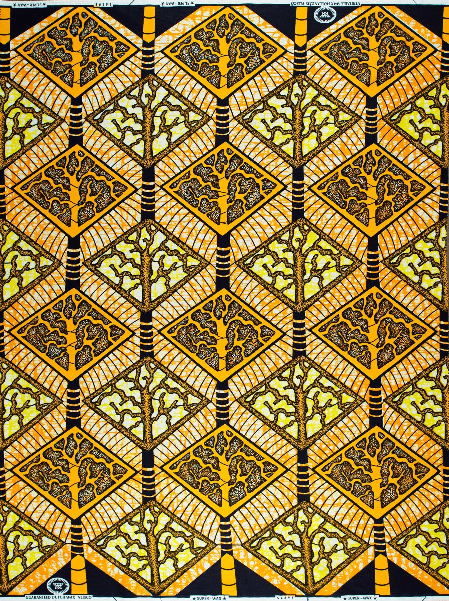 Vibrant yellow black geometric-patterned fabric super-wax vls4398.010