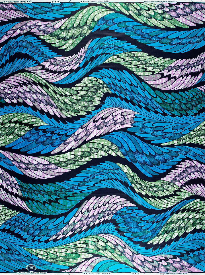 Vibrant blue green purple wing-patterned grand super-wax vls4417.007