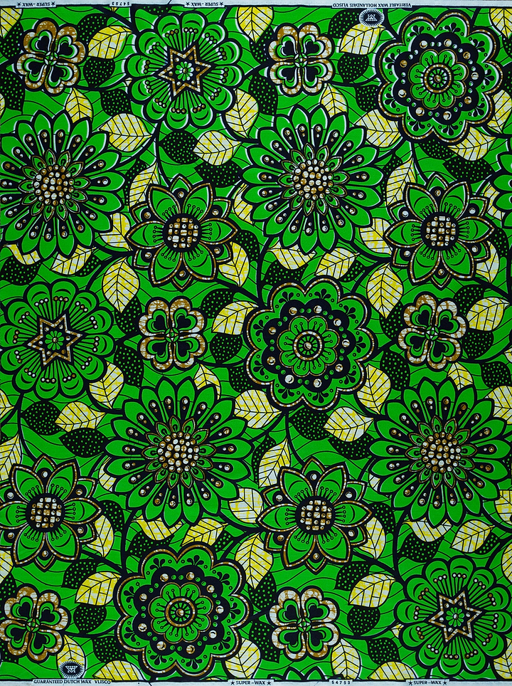 Vibrant green african print fabric super-wax vls4753.011