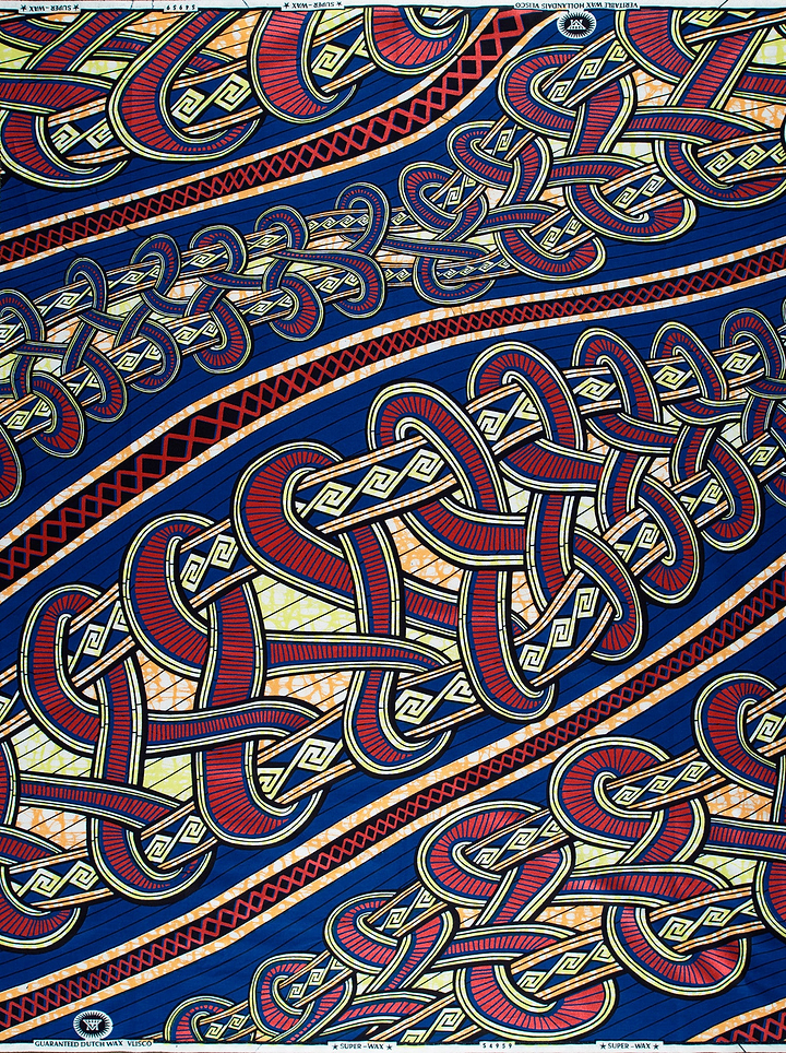 Vibrant blue fabric intricate red super-wax vls4959.001
